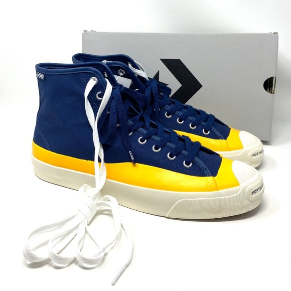 CONVERSE Mens 169006C JACK PURCELL PRO P Navy Citrus Egret Canvas Hi Top Sneaker - Picture 6 of 12